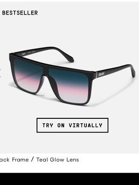 Quay Australia Black Frame Sunglasses with Teal-to-Pink Gradient Lenses